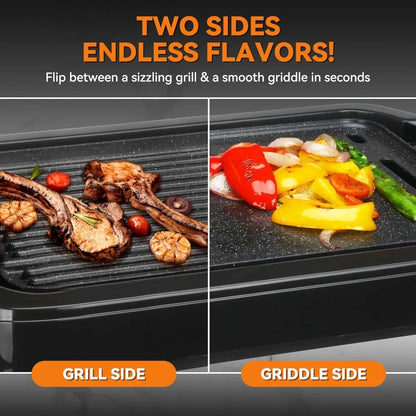 Baker's Friend Electric Indoor Griddle And Grill 2-in-1 Griddle Plate with Removable Indoor Grill Plate for Versatile Cooking