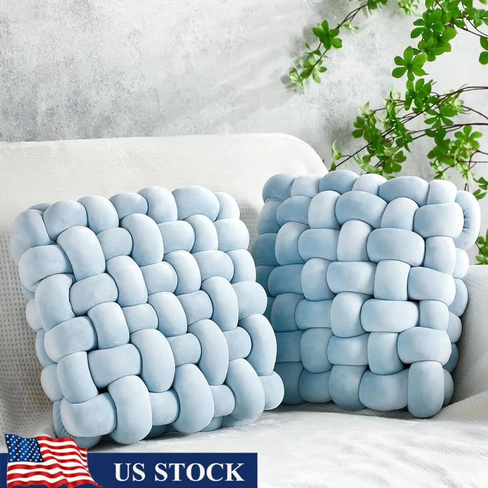 2 Pcs Soft Knot Pillow Decorative Plush Throw Pillows Unique 3D Design Home Office Living Room Accent
