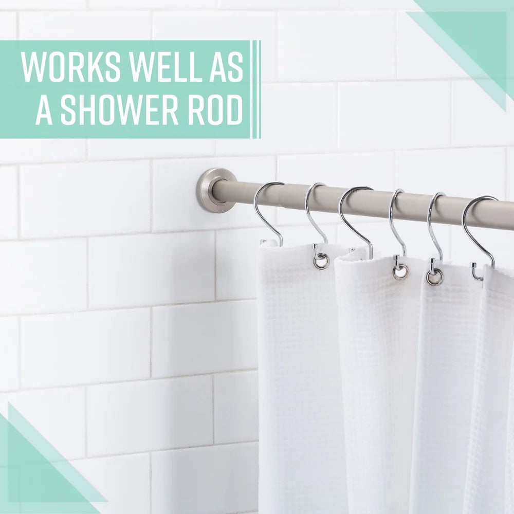 Adjustable Steel Curtain Tension Rod No Tools Installation Easy Extendable Shower Curtain Rod Secure Hold