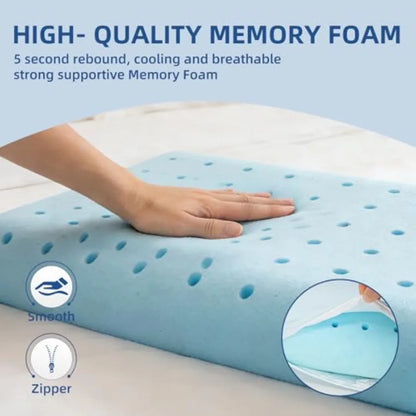 Cooling Memory Foam Pillow, Bed Pillow for Sleeping, Standard Size, Breathable Memory Foam, Premium Support with Washabl