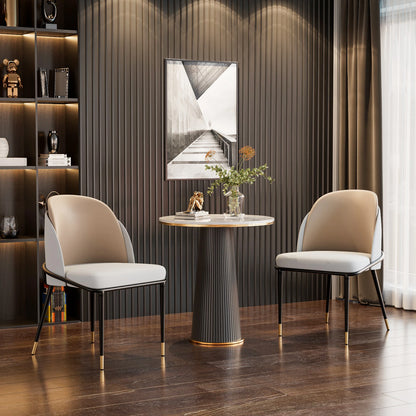 Dining Chairs Set of 2, Faux Leather Dining Chairs Upholstered Padded Modern Dining Room Chairs Back Wood