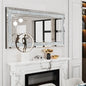 120x60CM Crystal Crush Diamond Wall Mirror Gorgeous RectangleSilver Mirrors for Bathroom, Bedroom, Dining Room and Living Room