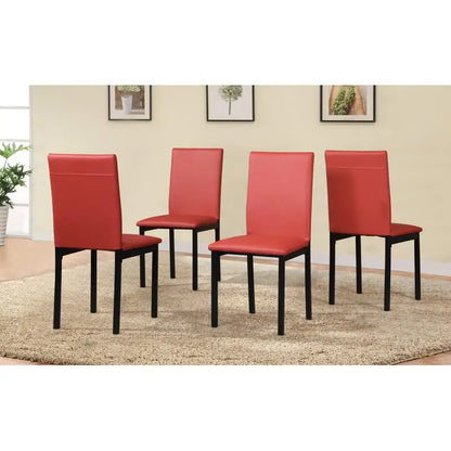 5-Pc Metal Dinette Set with Laminated Faux Marble Top, Red Finish