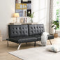 sofa bed black , can be placed flat, wooden frame, stainless steel legs, suitable for living rooms and apartments