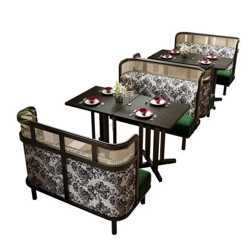 Table and Chair Combination French Retro Booth Sofa Chair Combination Western Restaurant Dining Table and Chair