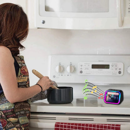 Smart Bluetooth Alarm Clock with Speaker Weather Display Night Light Music Stories Player Photo Frame Bluetooth APP Black