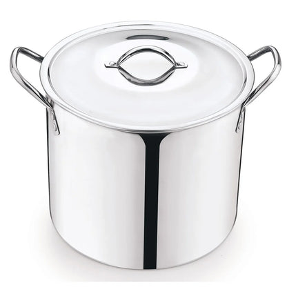 12 Quart Stainless Steel Stock Pot with Metal Lid Stay Cool Handles Heavy Duty Cookware Soup Stew Boiling Ideal Kitchens
