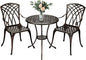 Cast Aluminum Patio Bistro Set with Umbrella Hole, 3 Piece Outdoor Bistro Set Rust-Resistant