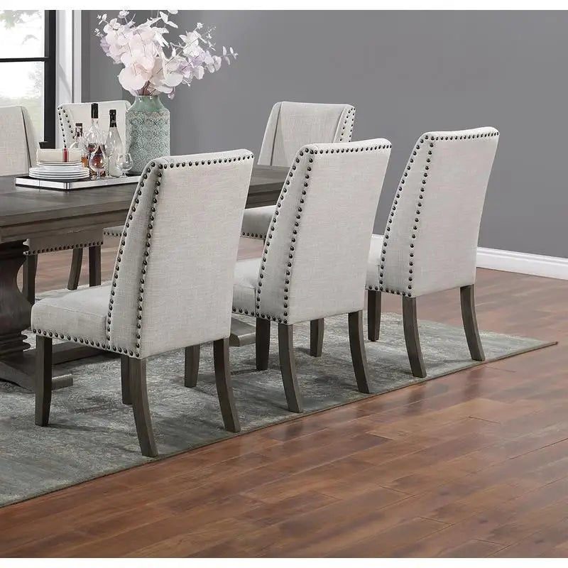 Traditional 9-Piece Dining Set with Leaf, 8 Side Chairs, Pedestal Base, Oak Finish, Wingback Design, Upholstered Cushions,