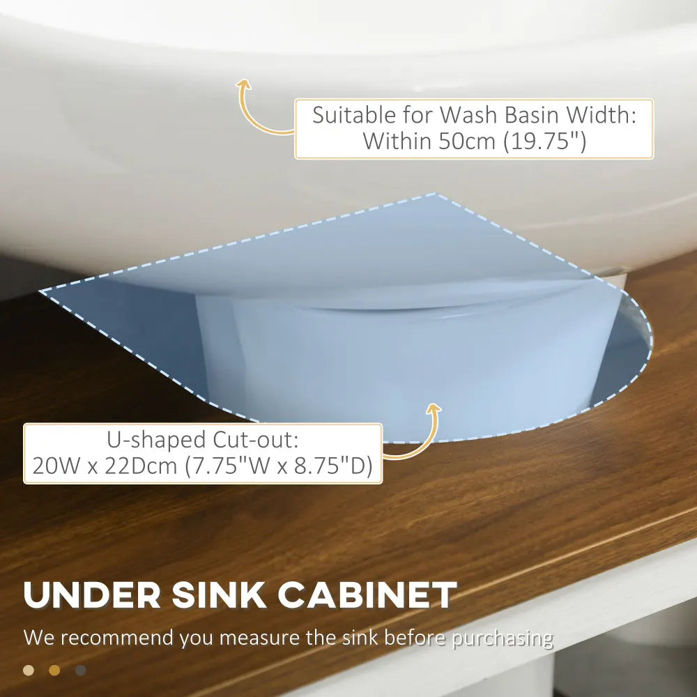 Farmhouse Under Sink Bathroom Cabinet, Pedestal Vanity Storage Cabinet with Double Doors and Storage Shelves, Bathroom
