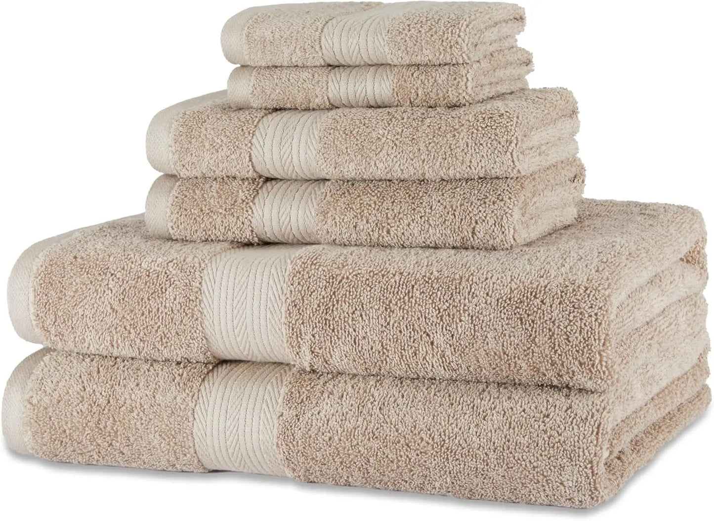 6 Piece Oversized 100% Cotton Bathroom Towel Set Fade Resistant Soft Absorbent 2 Bath 2 Hand 2 Washcloths Black