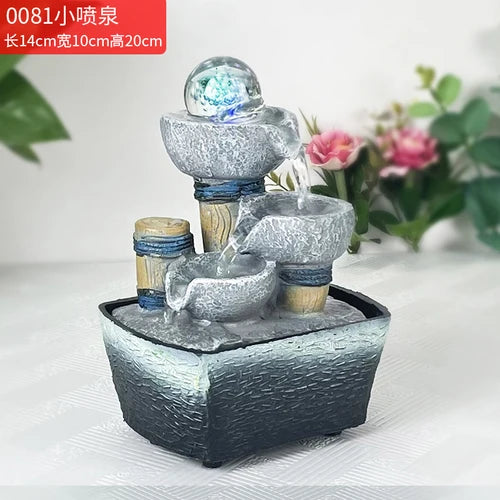 Feng Shui Wheel Circulation Flowing Water Generates Wealth Ornament  Desktop Creative Small Fountain Humidifier Decoration Gift