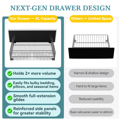 Full/Queen/King Velvet Storage Bed Frame with Adjustable Vertical Channel Headboard,4 Large Drawers, No Box Spring Needed