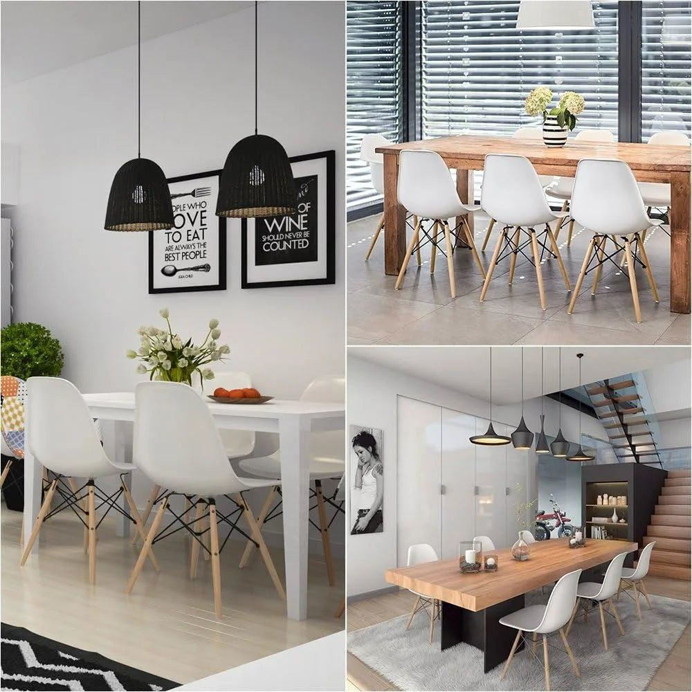Modern Style Dining Chair Mid Century Modern DSW Chair, Shell Lounge Plastic Chair for Kitchen Chairs Set of 4(White)