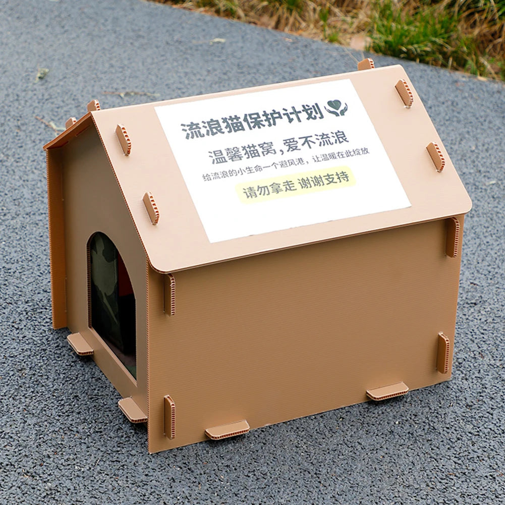 Outside Cat House Waterproof Warm Cat Shelter Foldable Cat Outdoor House Collapsible Insulated Pet House for Four Season