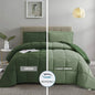 3pc Green Queen Size Down Alternative Comforter Set for Cozy Bedroom Decor Hypoallergenic and Lightweight with Soft Touch Fabri