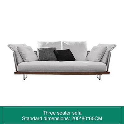 Nordic Outdoor Patio Furniture Set, 3-Piece Wicker Sofa with Solid Wood Frame, Waterproof Sunproof for Garden Balcony