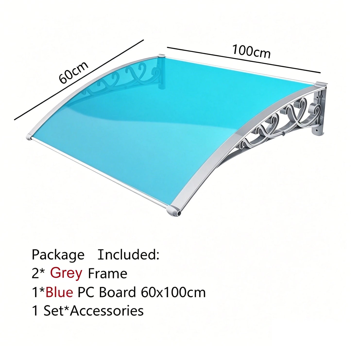 Door Window Awning Big Size PC Board Cover Outdoor Patio Canopy Sun Shelter Window Eaves Rain Cover Awning Aluminum Pergola