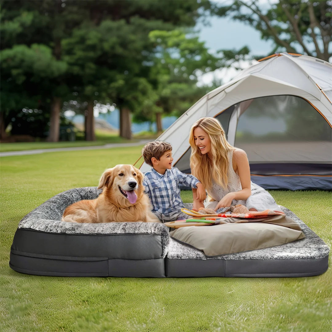 giant Human-Size Giant Dog Bed Foldable Calming Pet Dog Bed Plush Cover Orthopedic