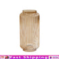 Ribbed Glass Vase Decorative Home Accent Indoor Use Floral Holder Elegant Cylinder Design 10 Inch Lightweight Washable