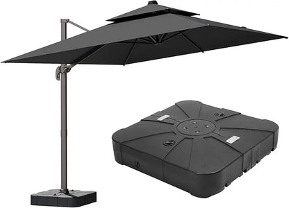 9' X 12' Cantilever Patio Umbrella 360°Rotation Rectangular Outdoor Large Offset Umbrellas Double Top Heavy Duty Windproof