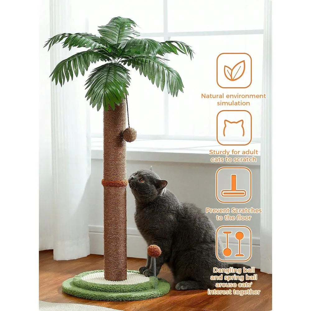 32 Cactus Cat Tree For Indoor Cats, Small Cat Tower Cat Condo With Sisal ching Ramp, Cozy HammockCat ching Post, 33 T