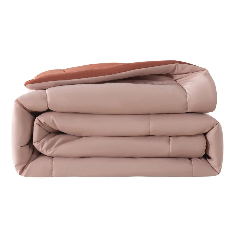 7-Piece Reversible Comforter Set with Sheets Soft Pink Red Canyon King Bedding Set Cozy Storage Bag Machine Washable