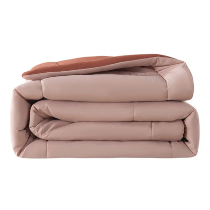 7-Piece Reversible Comforter Set with Sheets Soft Pink Red Canyon King Bedding Set Cozy Storage Bag Machine Washable