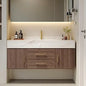 Floating Bathroom Vanity with Sintered Stone Vessel Sink 2 Drawers (Walnut with Doors, 39.4'')