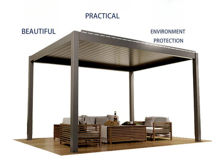 Modern Outdoor Waterproof Aluminum Louvered Sunroof Pergola Sun Shade Frame Electric Pergola Louvered Roof Aluminium Canopy