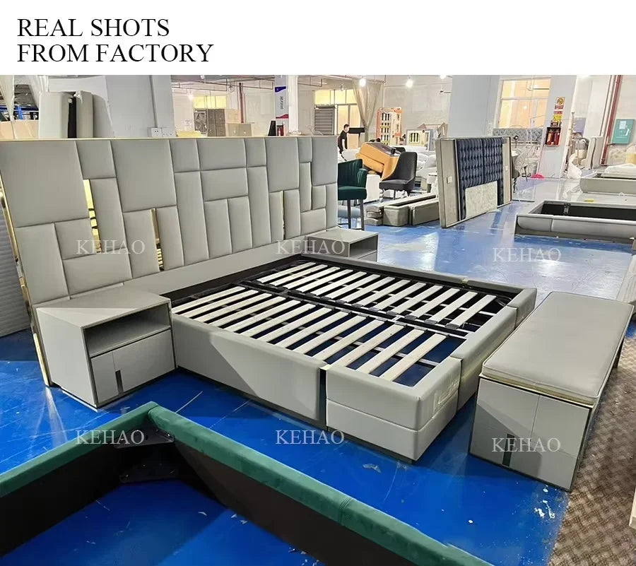 Italian Luxury Bed Manufacturer Customization Luxury Bed Room Set Headboard Headboard Upholstered Cama De Casal Furniture Home