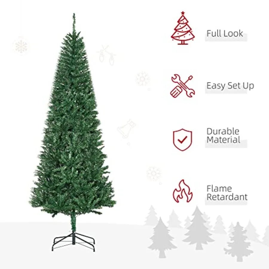 7' Tall Unlit Slim Fir Artificial Christmas Tree with Realistic Branches and 865 Tips Green