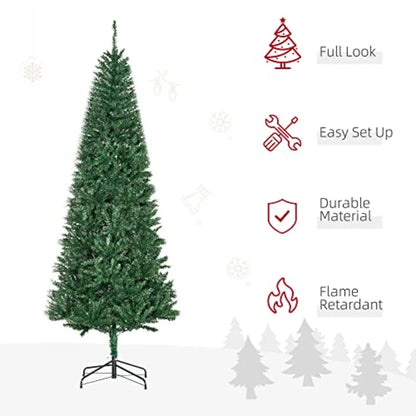 7' Tall Unlit Slim Fir Artificial Christmas Tree with Realistic Branches and 865 Tips Green