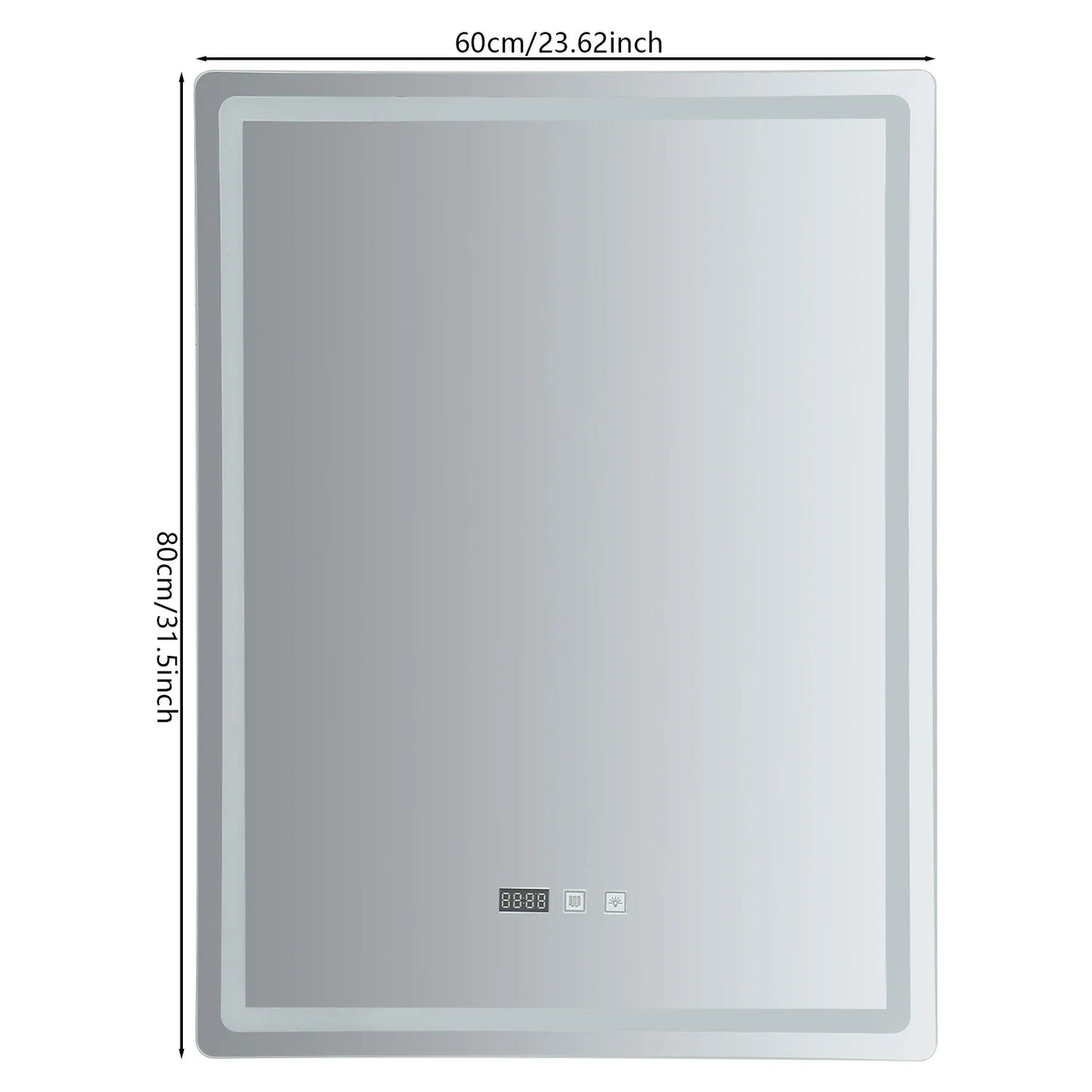 LED Anti-Fog Bathroom Mirror, Wall Mounted Lighted Vanity Mirrors with 3 Colors Dimmable, Touch Switch