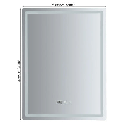 LED Anti-Fog Bathroom Mirror, Wall Mounted Lighted Vanity Mirrors with 3 Colors Dimmable, Touch Switch