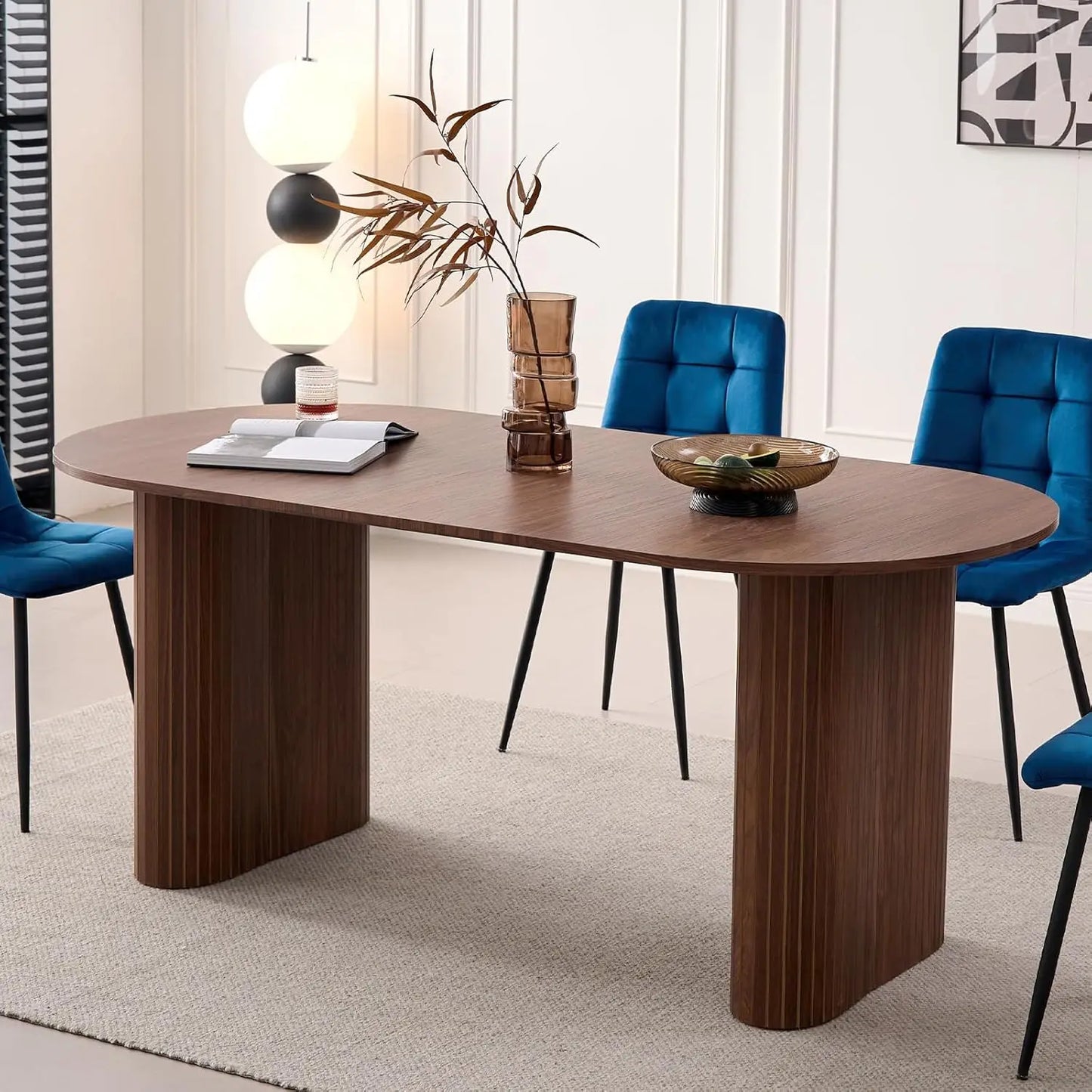 70.8" Oval Dining Table for 4 6 Person, Modern Farmhouse Modern Dinner Table  Reception Room (Only Table),