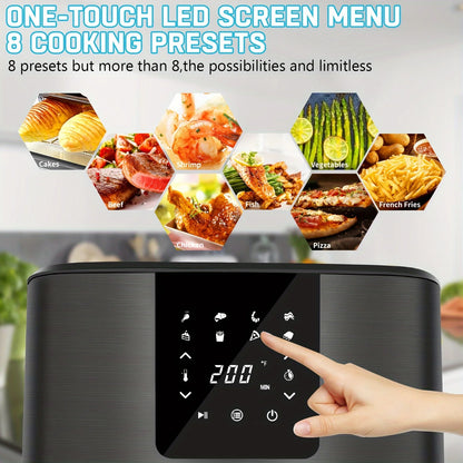 Large Air Fryer, 1500W 7QT AirFryer Cooker, Adjustable Temperature 100-400°F, 8 Presets Menu, Digital Touch Screen, Nons