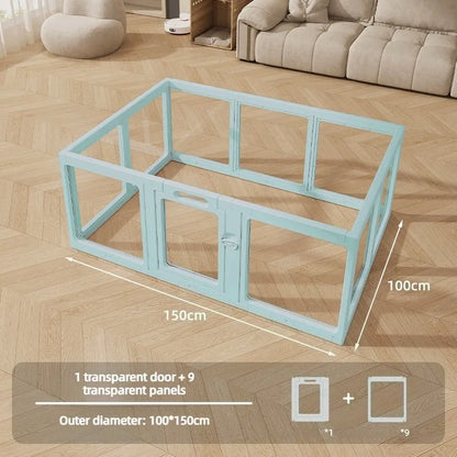 Transparent Pet Fence Indoor Small Dogs Enclosure Free Combination Anti-Escape Puppy Playpen Sturdy Pet Barrier Cage with Door
