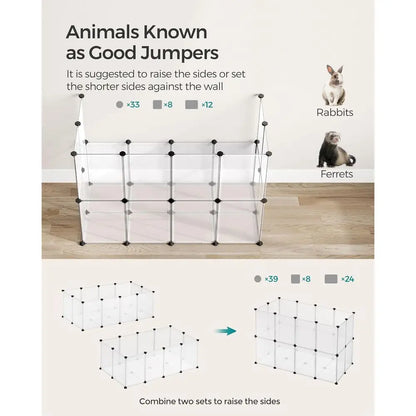 20 Panels Pet Playpen with Floor, Small Animal Playpen, Indoor Pet Enclosure for Guinea Pigs, Bunny, Hamsters, Hedgehogs, 49.2 x