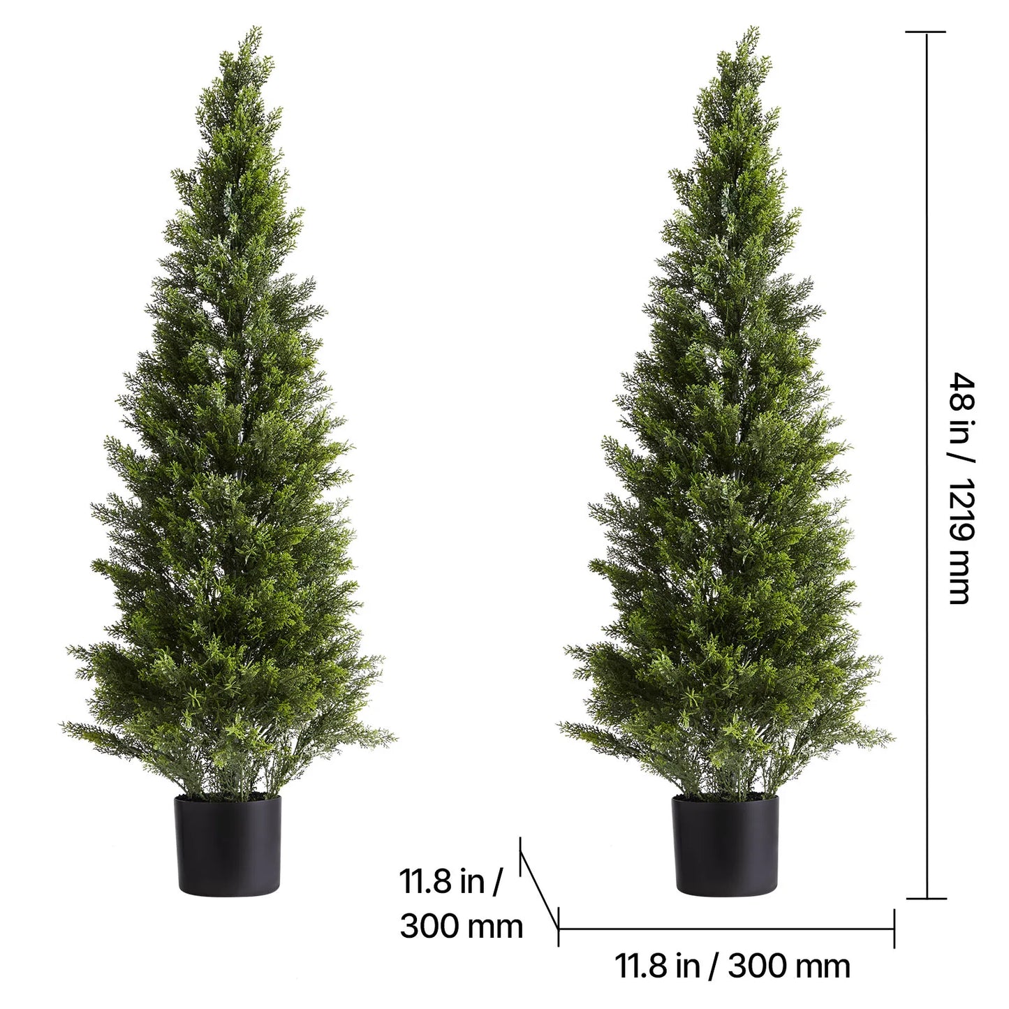 Artificial Topiary Cedar Trees 36/48in 2 Set Faux Pine Shrubs Plants Fake Silk Tree Easy Assembly for Decor Christmas