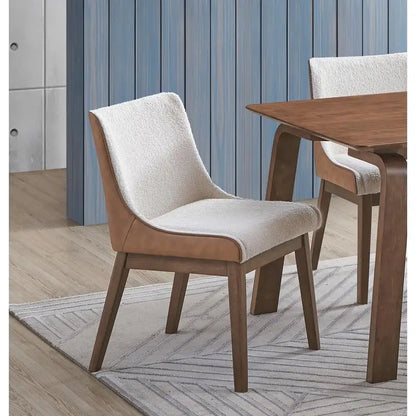 Modern Walnut Finish 5-Piece Dining Set: Rectangle Table & 4 Wingback Chairs - Retro Style Furniture for Dining Room