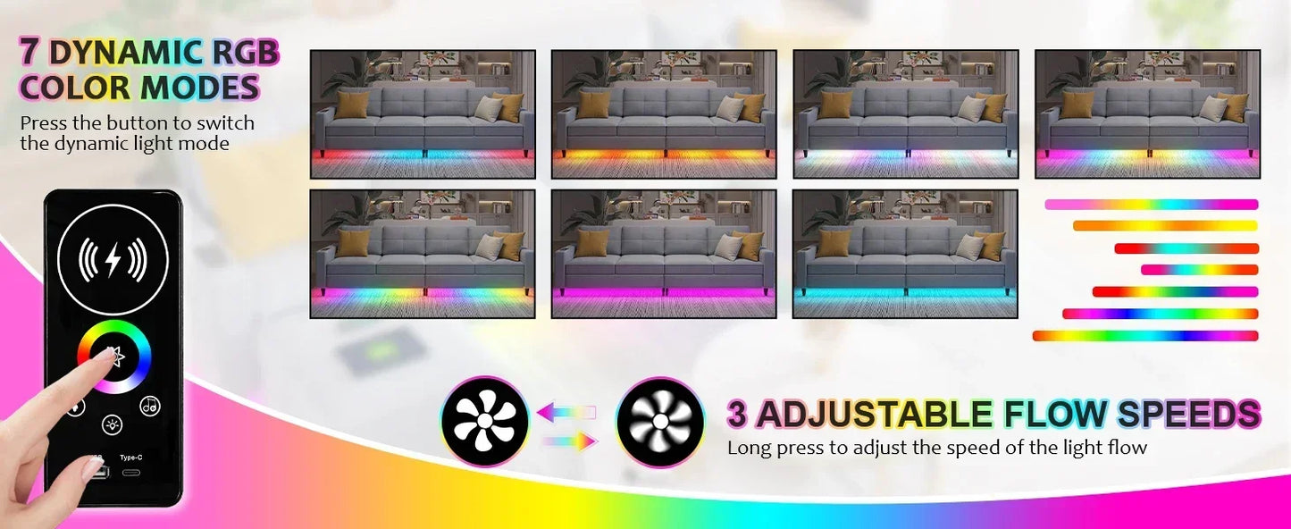 RPD4-LED Couches for Living Room.Modular Sectional Sofa Set Storage Ottomans.Oversized U Shapped