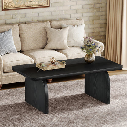 Farmhouse Rectangular Coffee Table, 47.24-Inch Engineered Wood Center Cocktail Tea Table with Sturdy Base