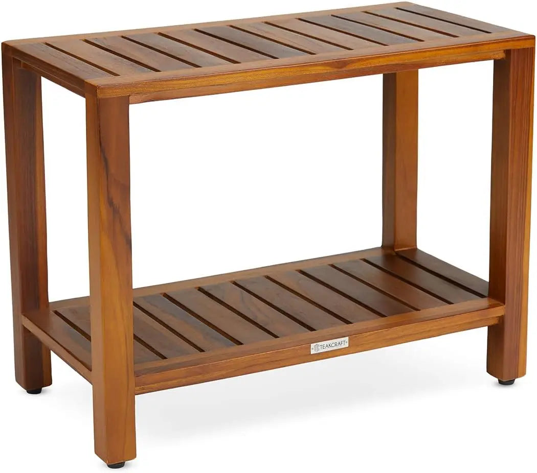 Teak Shower Bench 24 Inch For Bathroom, Spa - Fully Assembled, The Eske