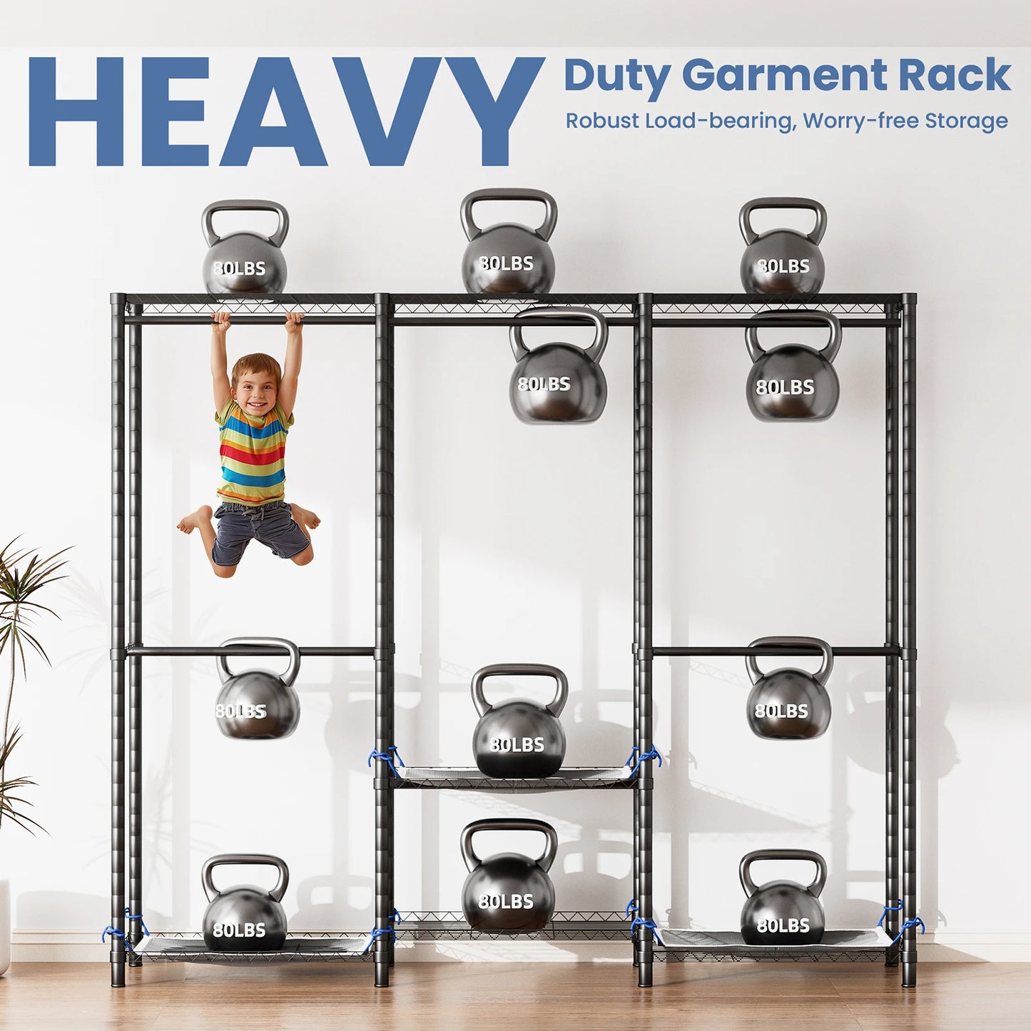 Clothes Rack Storage Organizer Wardrobe Hanging Clothes Freestanding Portable Heavy Duty 960 lb
