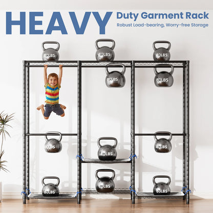 Clothes Rack Storage Organizer Wardrobe Hanging Clothes Freestanding Portable Heavy Duty 960 lb