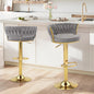 Velvet Adjustable Bar Stools Set of 2, Max Load 400 Lbs, Modern Upholstered Swivel Barstools with Woven Back, Footrests, Adjust