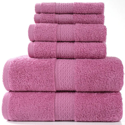 6PCS / 3PCS Cotton Towel Set Luxury Lace Embroidered Bath Towel Face Towel Hand Towel Washcloths Quick Dry Terry Towels 17Colors