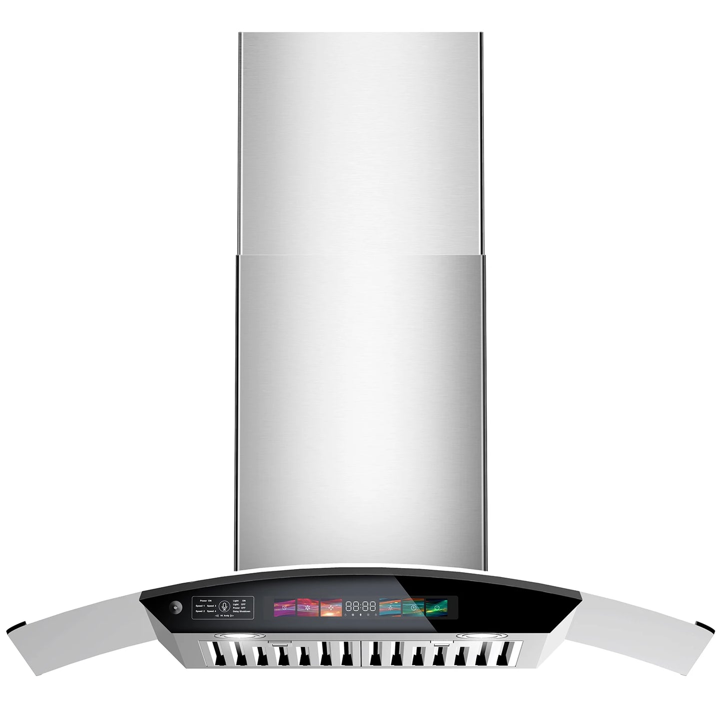 30/36 inch Wall Mount Range Hood Tempered Glass 900 CFM, Voice/Gesture/Touch Control, Stainless Steel Kitchen Hood Vent
