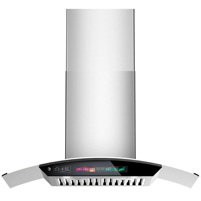 30/36 inch Wall Mount Range Hood Tempered Glass 900 CFM, Voice/Gesture/Touch Control, Stainless Steel Kitchen Hood Vent